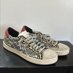 P448 Gray and Red Sneakers Casual Lifestyle
